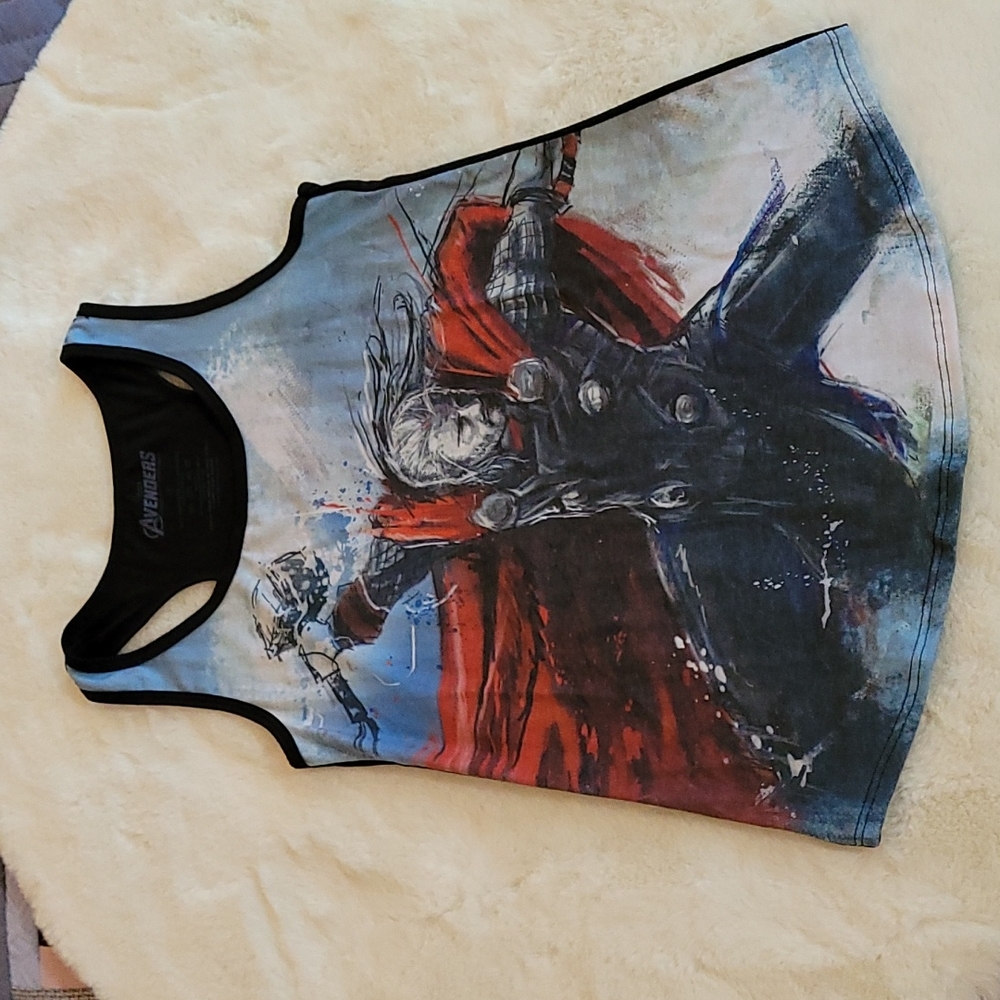 NWOT Marvel Avengers Thor Superhero Full Front Graphic Casual Tank Top